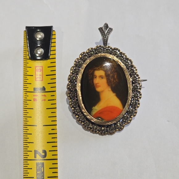 Antique Marcasite Brooch Sterling Silver - Picture 6 of 9